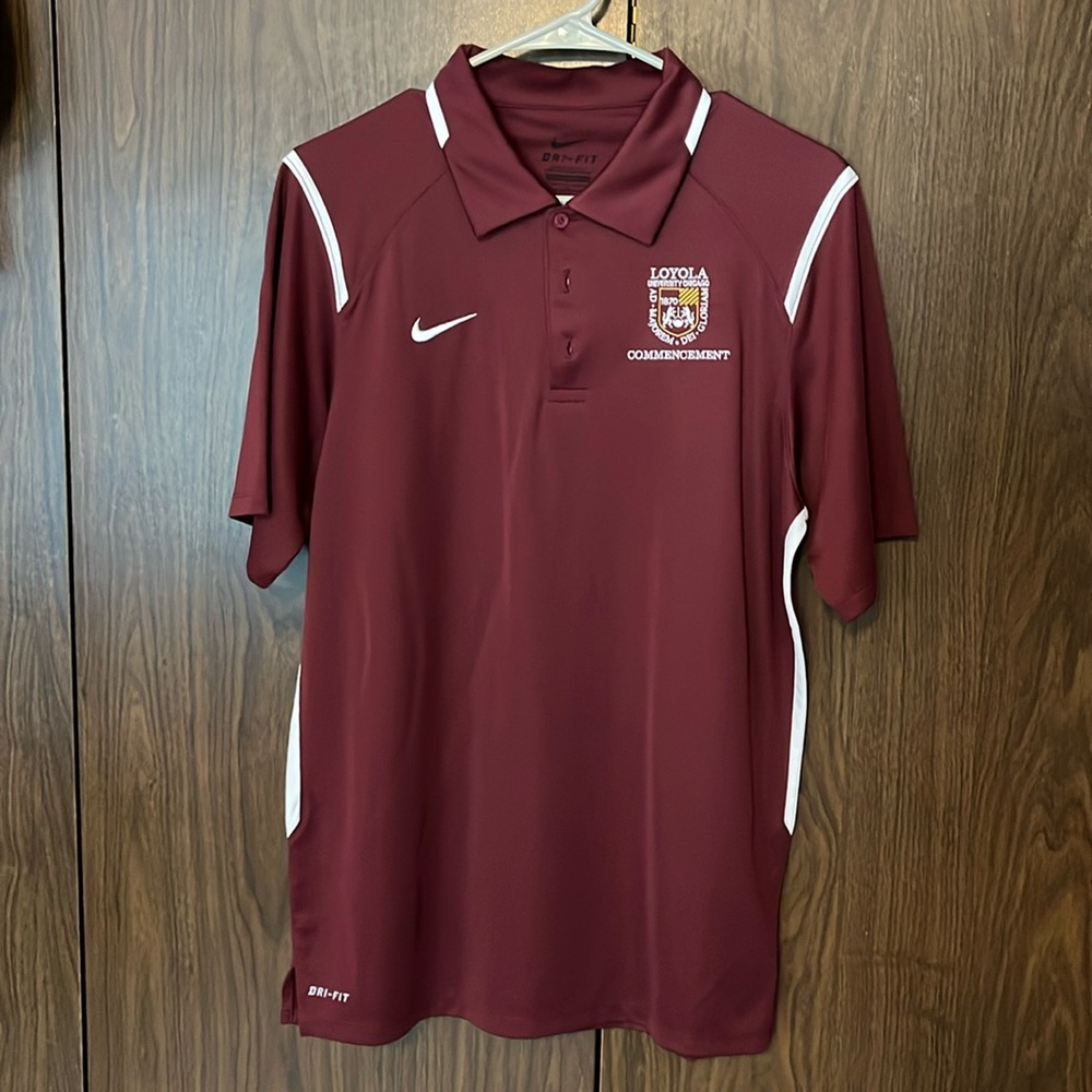 Men’s Nike dry fit polo, branded for Loyola University Chicago staff